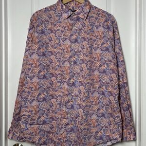 Cremieux Collection 100% Cotton Multicolor Paisley Long Sleeve Button Up Shirt